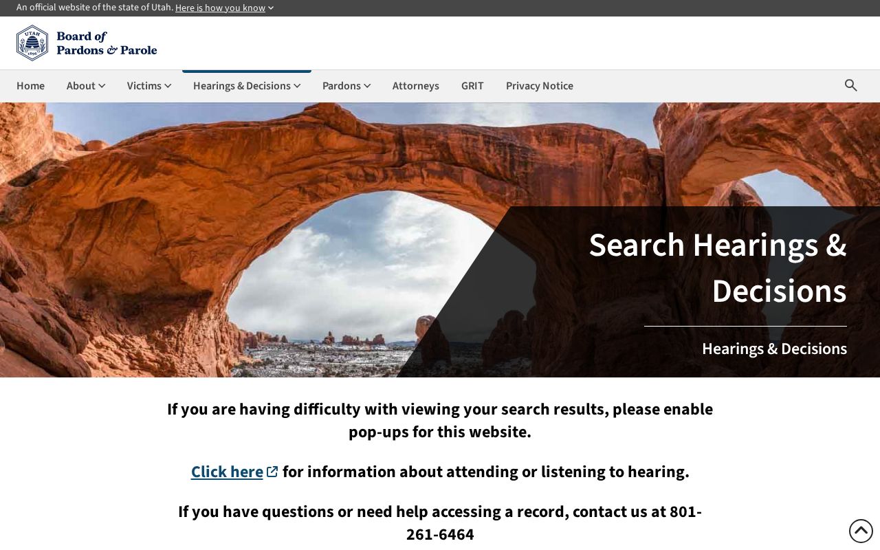 Wayne County inmate release date search in Utah Board records